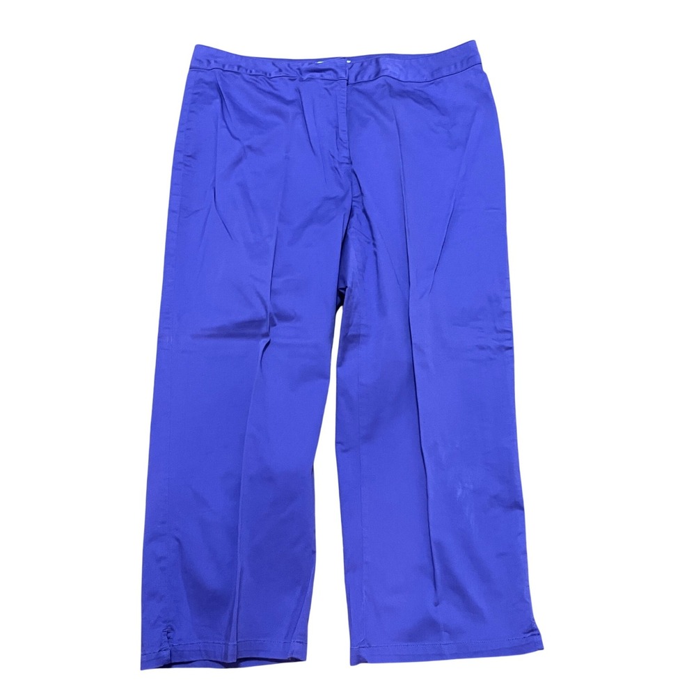 Coldwater Creek Women's 16 Purple Cropped Wide Leg Pants Cotton Stretch‎ Spring